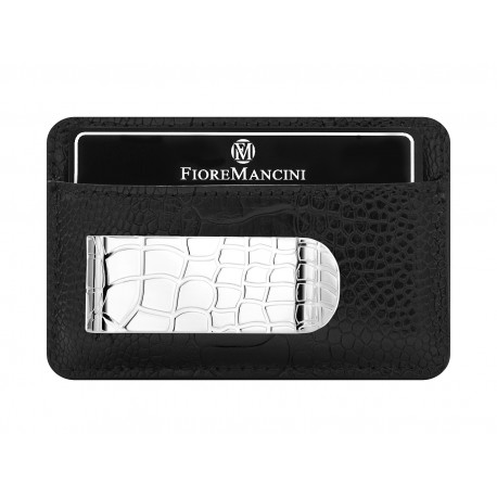 Baionetta/Credit Cards Holder - Ostrich Black (Alligator)